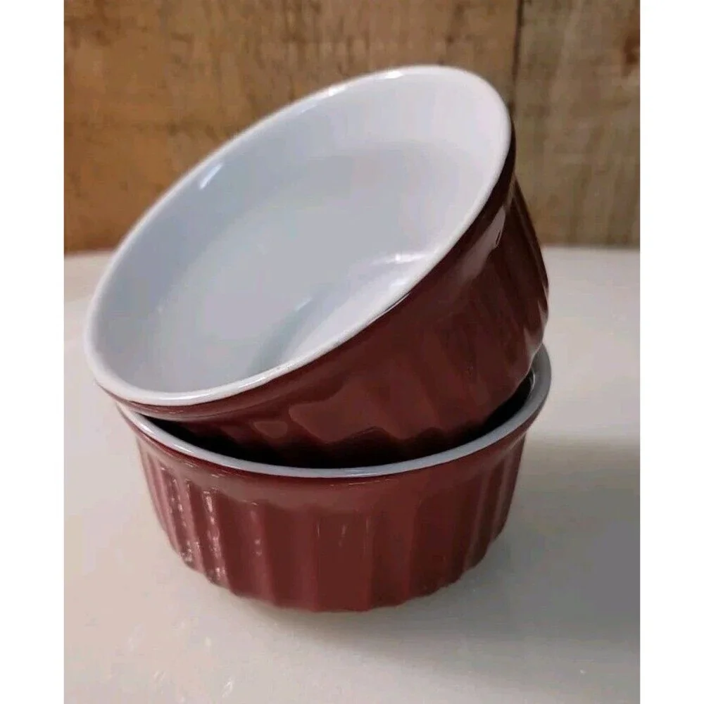 2 Corning Ware Red Colours Round Casserole Bowls 207 ml (7 oz.)
